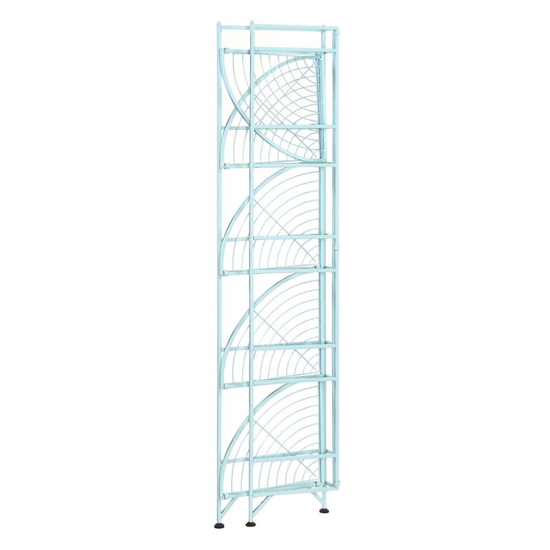 Convenience Concepts Xtra Storage Five-Tier Folding Corner Shelf in Green Metal