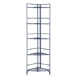 Convenience Concepts Xtra Storage Five-Tier Folding Corner Shelf in Blue Metal