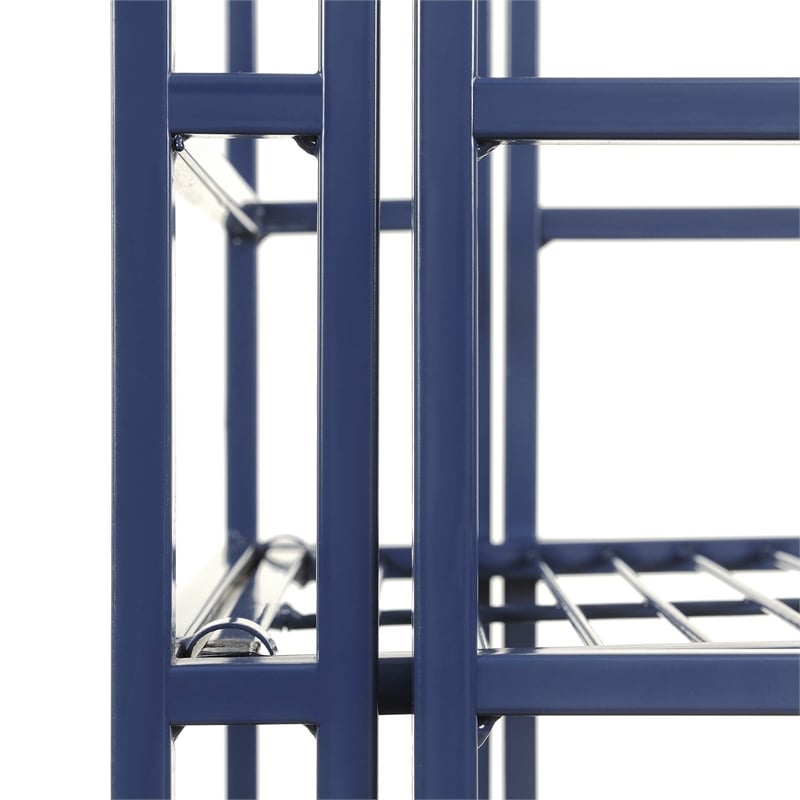 Convenience Concepts Xtra Storage Five-Tier Folding Corner Shelf in Blue Metal