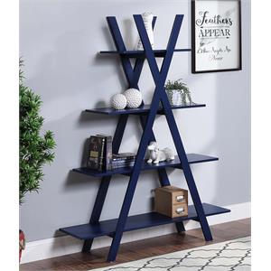 convenience concepts oxford a-frame bookshelf in cobalt blue wood finish