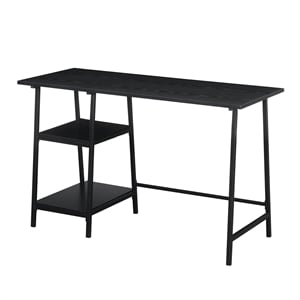 Convenience Concepts Designs2Go Trestle Wood Metal Desk in Black Wood Grain
