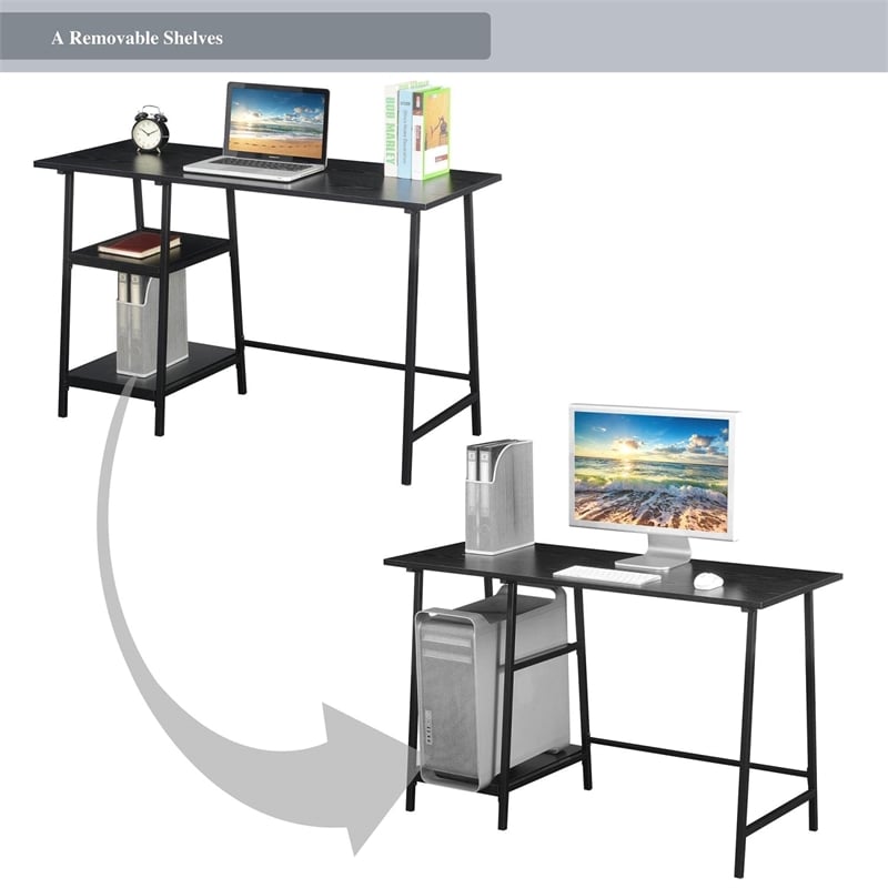 Convenience Concepts Designs2Go Trestle Wood Metal Desk in Black Wood Grain