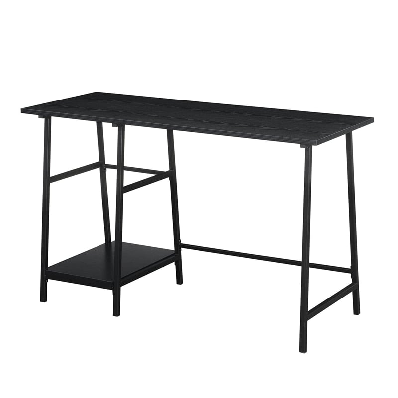 Convenience Concepts Designs2Go Trestle Wood Metal Desk in Black Wood Grain