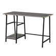 Designs2Go Trestle Desk in Weathered Gray Wood with Black Metal Frame