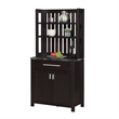 Sawyer Wine Bar with Cabinet in Black Faux Marble and Espresso Wood Finish