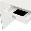 SoHo 42-Inch Clear Glass Desk with Charging Station and White Wood Top