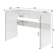 SoHo 42-Inch Glass Desk with Charging Station with White Faux Marble Wood Top