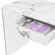 SoHo 42-Inch Glass Desk with Charging Station with White Faux Marble Wood Top