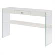 SoHo One-Drawer Console Table in Clear Glass with White Wood Top