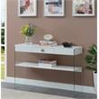 SoHo One-Drawer Console Table in Clear Glass with White Wood Top