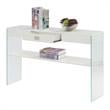 SoHo One-Drawer Console Table in Clear Glass with White Wood Top