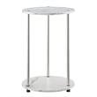 Designs2Go No Tools Two-Tier Round End Table in White Faux Marble Wood Finish