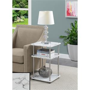 designs2go no-tools three-tier end table in white faux marble wood finish