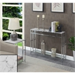 Town Square Chrome Metal Console Table with White Faux Marble Top and Glass