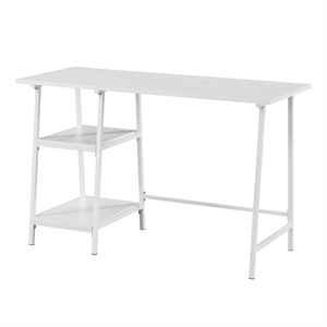 Convenience Concepts Designs2Go Trestle White Metal Desk with White Wood Top
