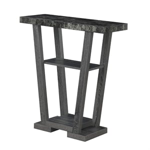 Convenience Concepts Newport V Console Table in Gray Wood with Faux Marble Top