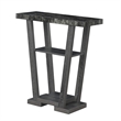 Convenience Concepts Newport V Console Table in Gray Wood with Faux Marble Top