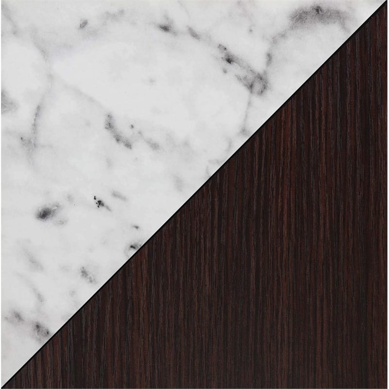 Sawyer Wine Bar with Cabinet in Espresso Wood Finish with White Faux Marble Top