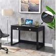Convenience Concepts Newport Two-Drawer Desk with Charging Station in Black Wood