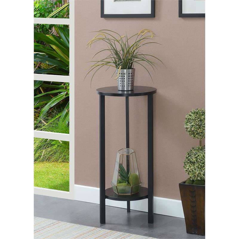 Convenience Concepts Graystone 31-Inch Plant Stand in Black Wood and Metal Frame