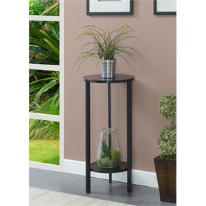 convenience concepts graystone 31-inch plant stand in black wood and metal frame