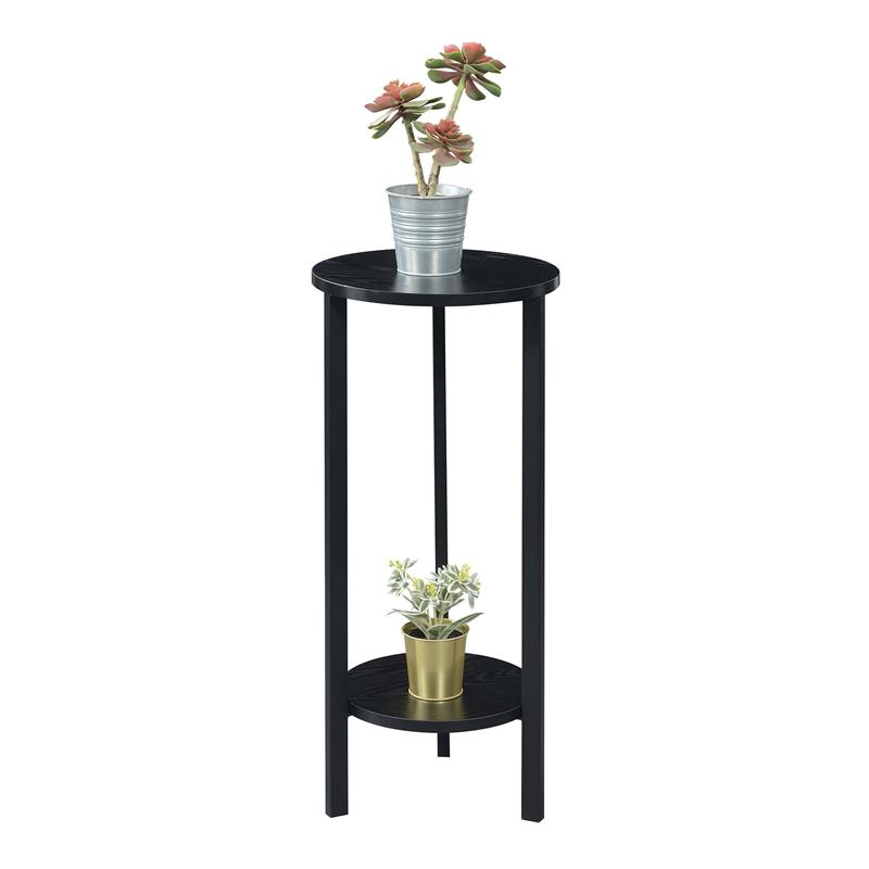 Convenience Concepts Graystone 31-Inch Plant Stand in Black Wood and Metal Frame