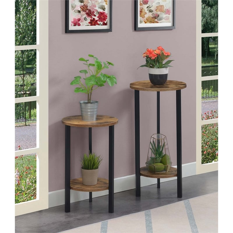 Convenience Concepts Graystone 24-Inch Plant Stand in Black Wood and Metal Frame