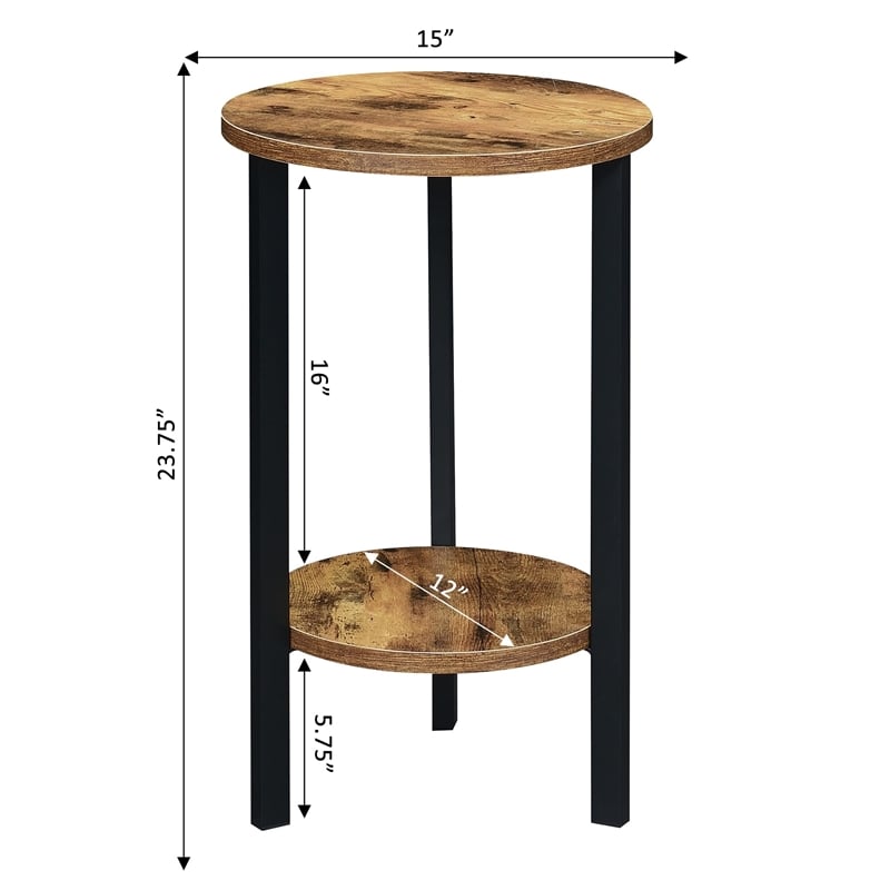 Convenience Concepts Graystone 24-Inch Plant Stand in Black Wood and Metal Frame