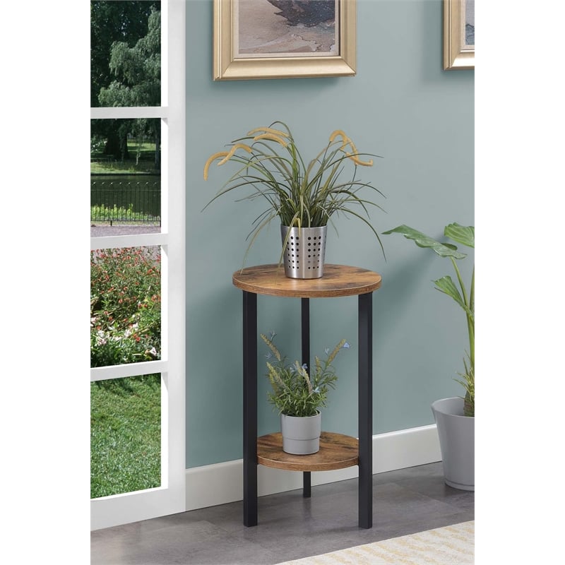 Convenience Concepts Graystone 24-Inch Plant Stand in Black Wood and Metal Frame