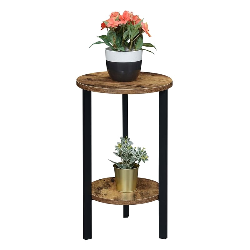 Convenience Concepts Graystone 24-Inch Plant Stand in Black Wood and Metal Frame