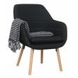 Convenience Concepts Charlotte Accent Chair in Black Linen Fabric with Wood Legs