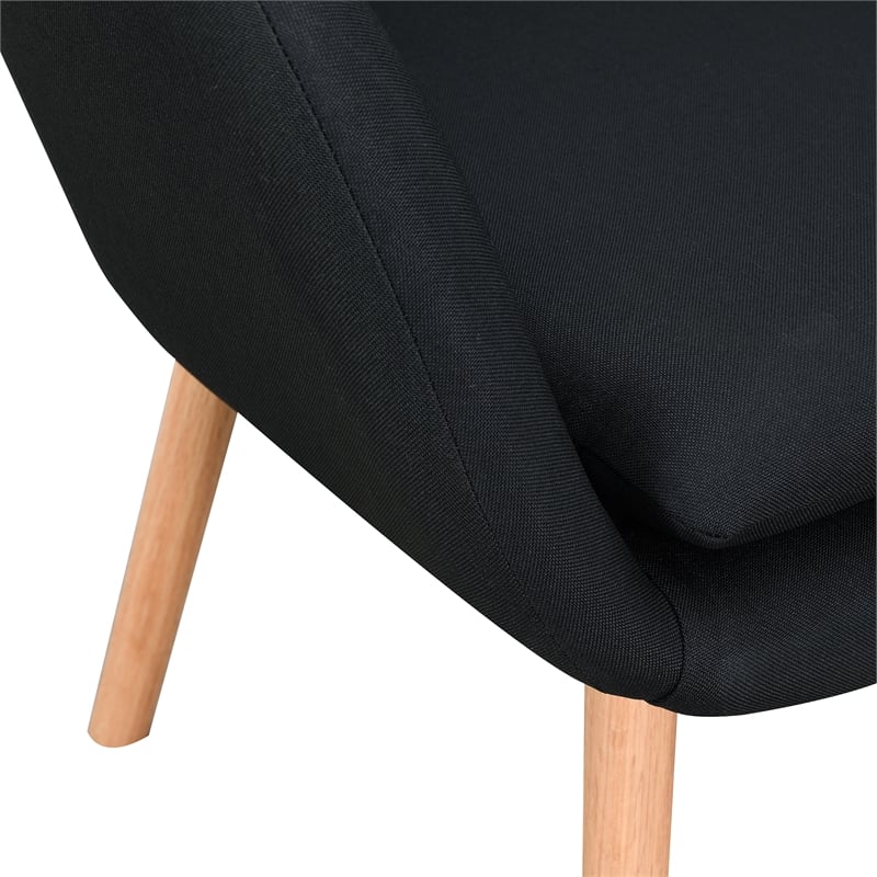 Convenience Concepts Charlotte Accent Chair in Black Linen Fabric with Wood Legs