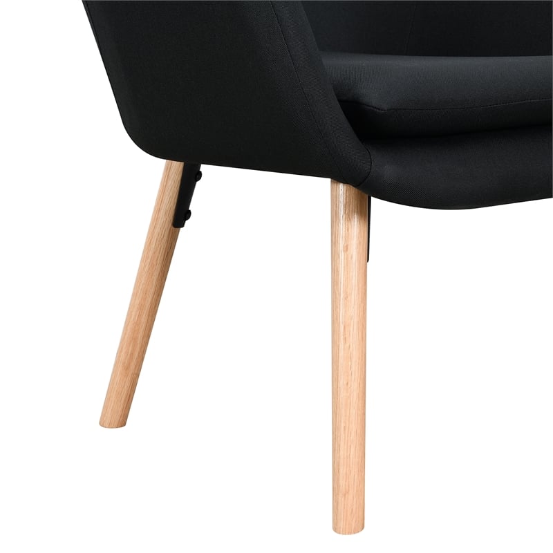 Convenience Concepts Charlotte Accent Chair in Black Linen Fabric with Wood Legs