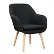 Convenience Concepts Charlotte Accent Chair in Black Linen Fabric with Wood Legs