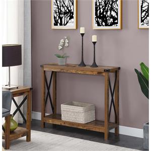 Convenience Concepts Durango Console Table in Nutmeg Wood Finish and Black Metal