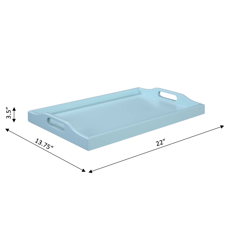 Convenience Concepts Designs2Go Serving Tray in Sea Foam Blue Wood Finish