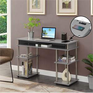 designs2go no tools student desk with charging station in gray wood finish