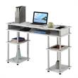Designs2Go No Tools Student Desk with Charging Station White Faux Marble Wood