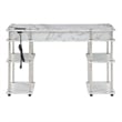 Designs2Go No Tools Student Desk with Charging Station White Faux Marble Wood