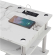 Designs2Go No Tools Student Desk with Charging Station White Faux Marble Wood