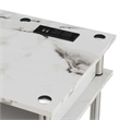 Designs2Go No Tools Student Desk with Charging Station White Faux Marble Wood
