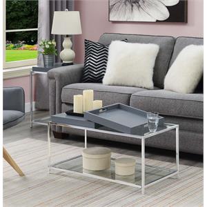 Convenience Concepts Palm Beach Coffee Table in Clear Glass and Chrome Metal