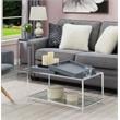 Convenience Concepts Palm Beach Coffee Table in Clear Glass and Chrome Metal