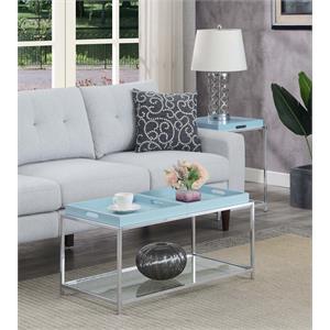 Convenience Concepts Palm Beach Coffee Table in Clear Glass and Chrome Metal