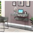 Convenience Concepts Soho 36-inch Glass Desk in Gray Faux Marble Wood Finish