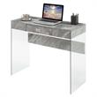 Convenience Concepts Soho 36-inch Glass Desk in Gray Faux Marble Wood Finish