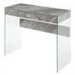 Convenience Concepts Soho 36-inch Glass Desk in Gray Faux Marble Wood Finish