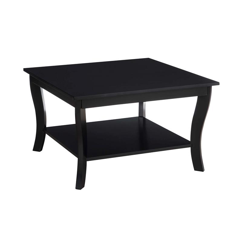 Convenience Concepts American Heritage Square Coffee Table in Black Wood Finish