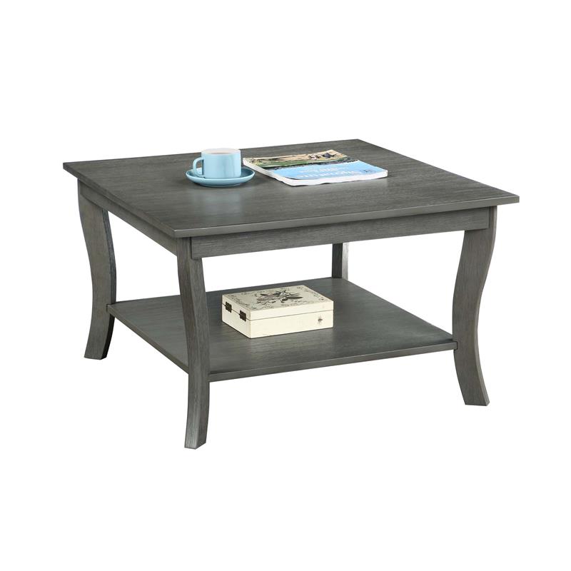 Convenience Concepts American Heritage Square Coffee Table in Gray Wood Finish