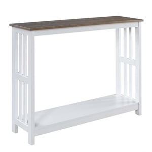 Convenience Concepts Mission Console Table in White Wood Finish- Driftwood Top